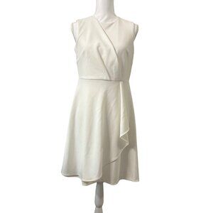 Calvin Klein White Sleeveless Faux Wrap Above Knee Dress Womens Size 8P
